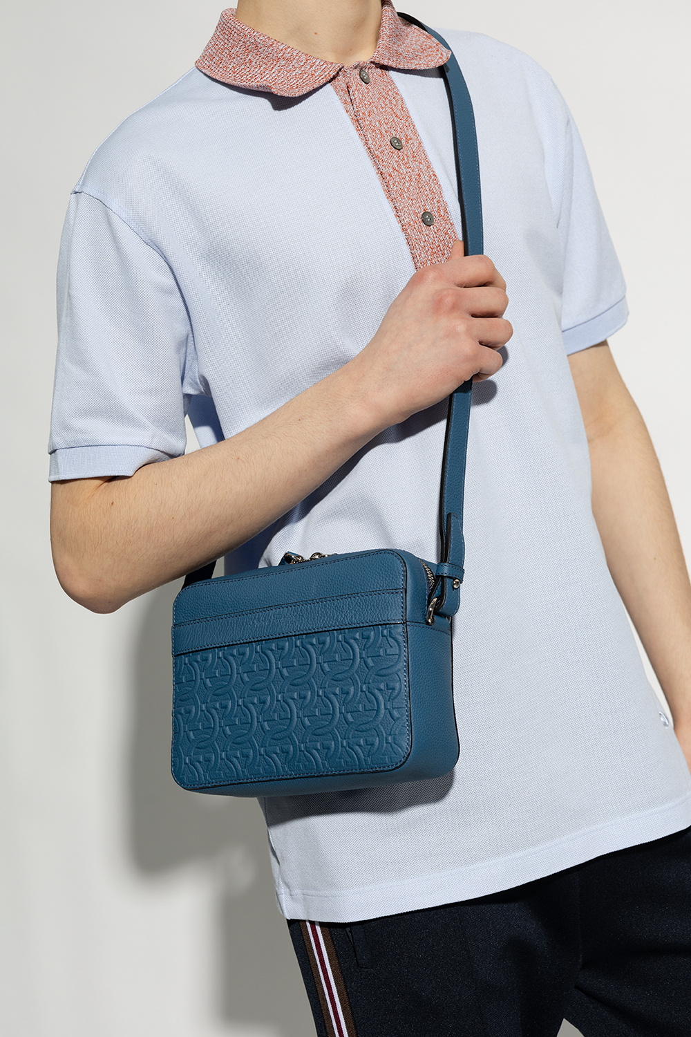 Salvatore Ferragamo logo top-handle tote - Blue Leather